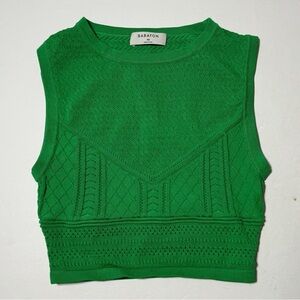 Aritzia Babaton Pointelle Green Crop Top